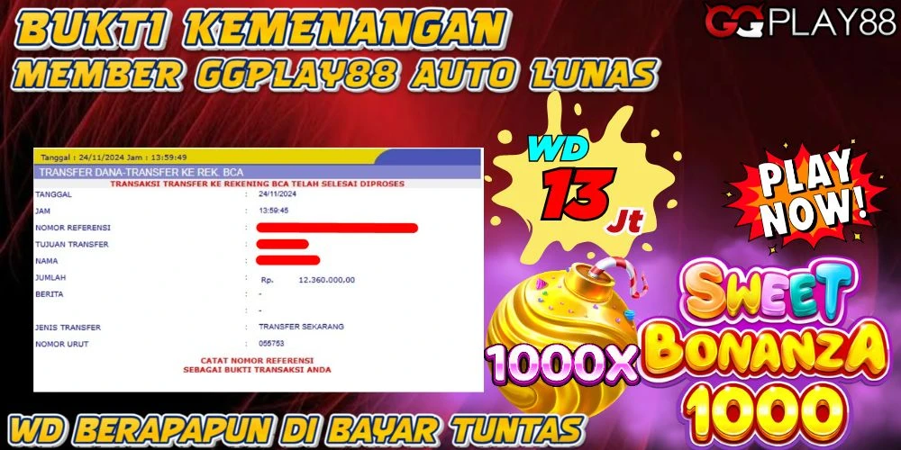 🎁BUKTI WITHDRAW PLAYER AKTIF HARI INI,, SELAMAT KEPADA PLAYER SETIA GGPLAY88 🎁