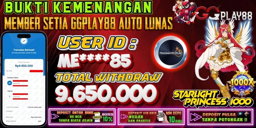 BUKTI KEMENANGAN STARLIGHT PRINCESS 1000