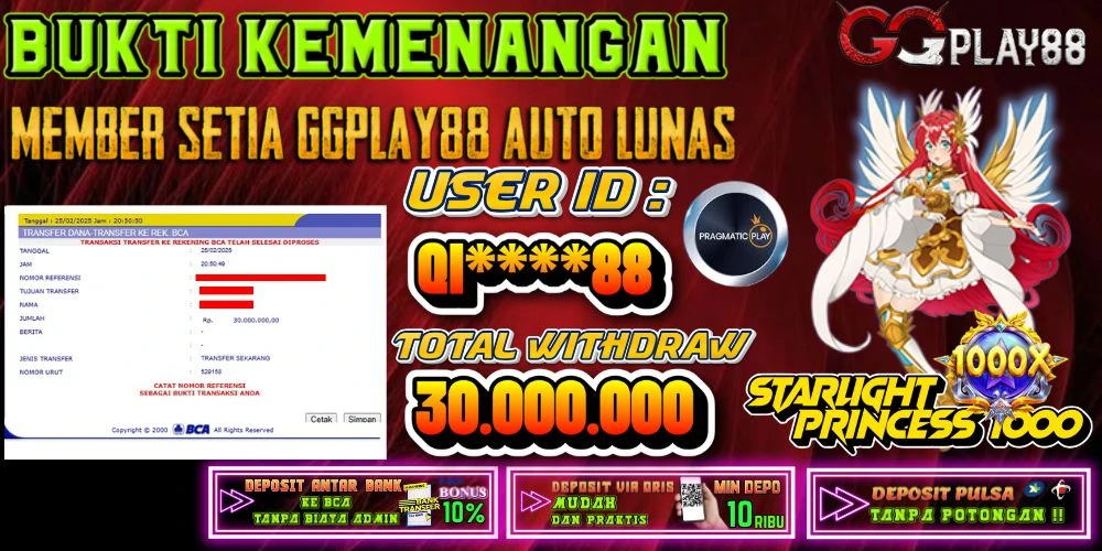 BUKTI KEMENANGAN STARLIGHT PRINCESS 1000